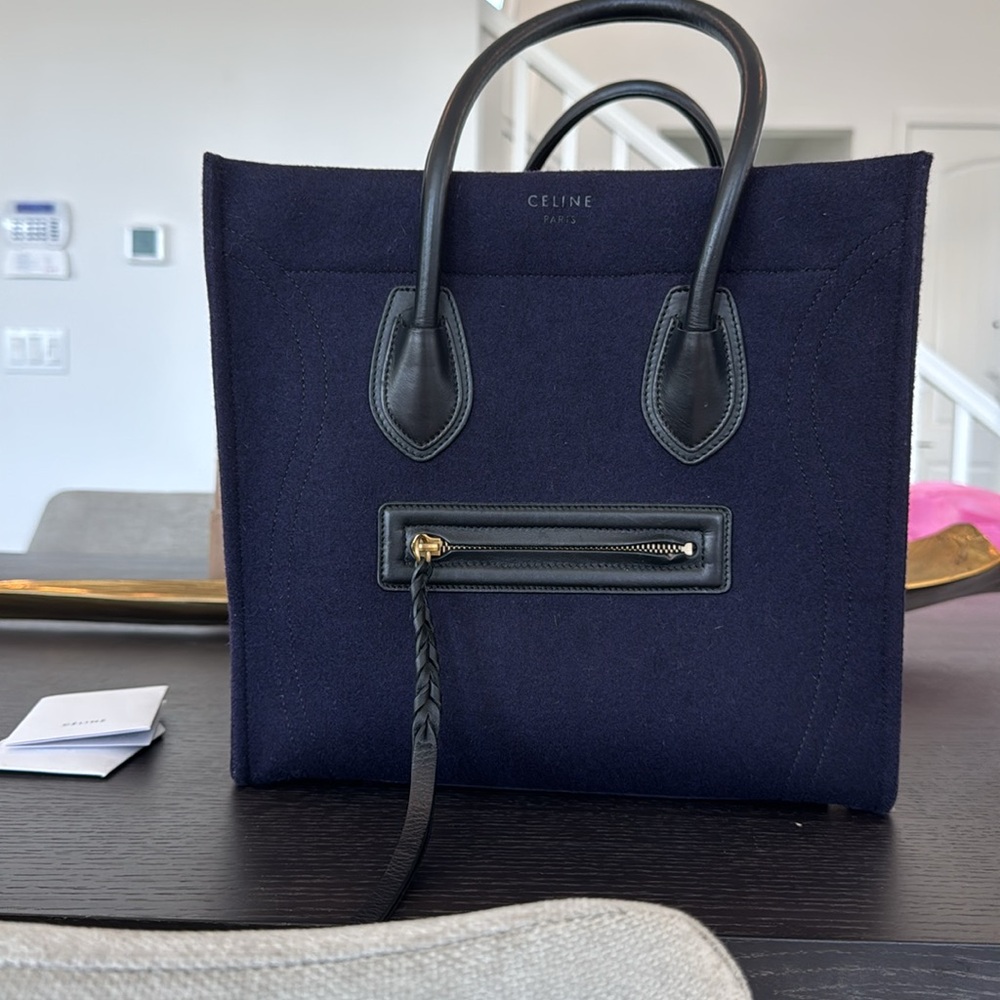 Celine phoebe Philo Phantom Bag Medium in blue/purple felt - Picture 2 of 11